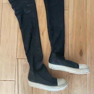 Rick Owens Leather Thigh high Over the Knee Sneaker Boots